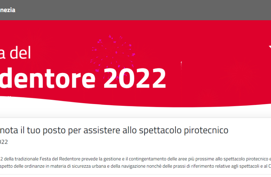 Festa del Redentore - Reservierung ab sofort möglich