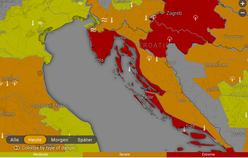 Große Unwettergefahr für Kroatien