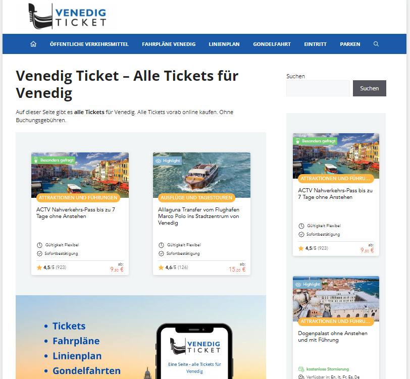 Venedig Ticket - Venedig Tickets
