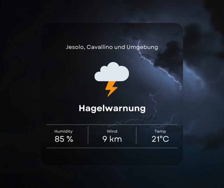 Hagelwarnung für Jesolo, Cavallino und Umgebung