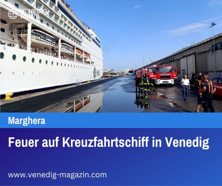 Feuer auf Kreuzfahrtschiff in Venedig