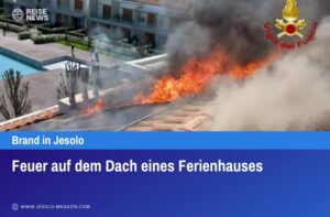 Feuer auf dem Dach eines Ferienhauses