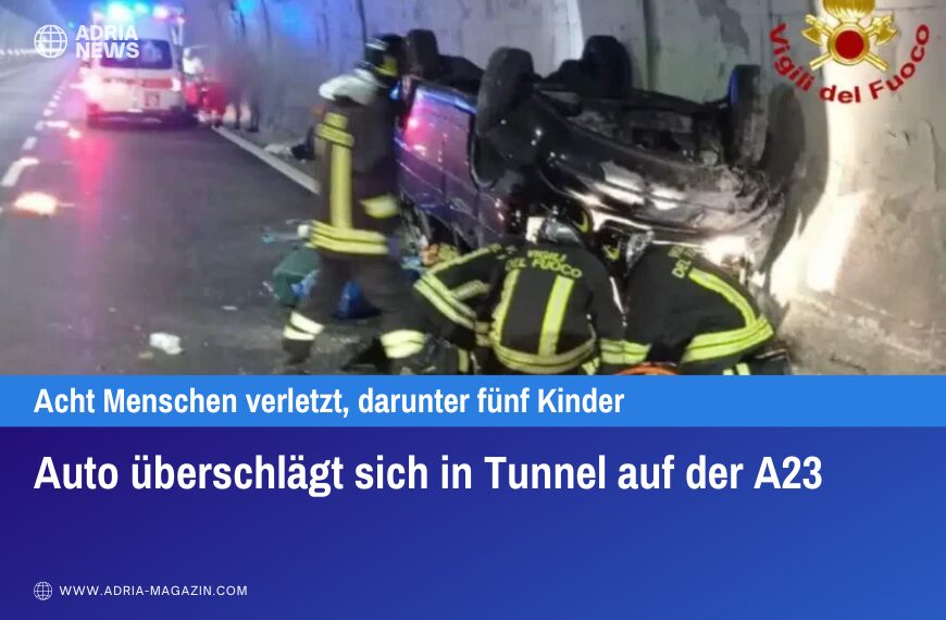 Auto überschlägt sich in Tunnel auf der A23
