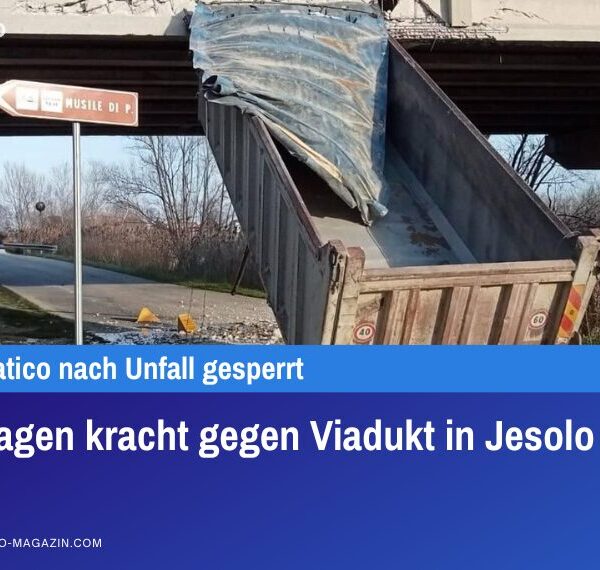 Lastwagen kracht gegen Viadukt in Jesolo