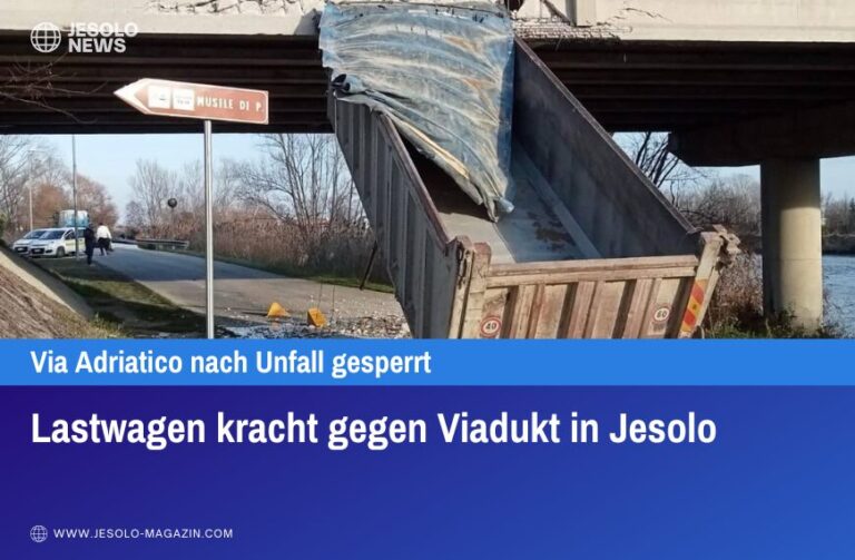 Lastwagen kracht gegen Viadukt in Jesolo