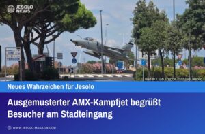 Ausgemusterter AMX-Kampfjet begrüßt Besucher am Stadteingang