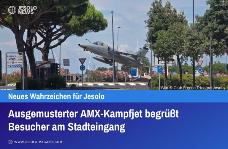 Ausgemusterter AMX-Kampfjet begrüßt Besucher am Stadteingang
