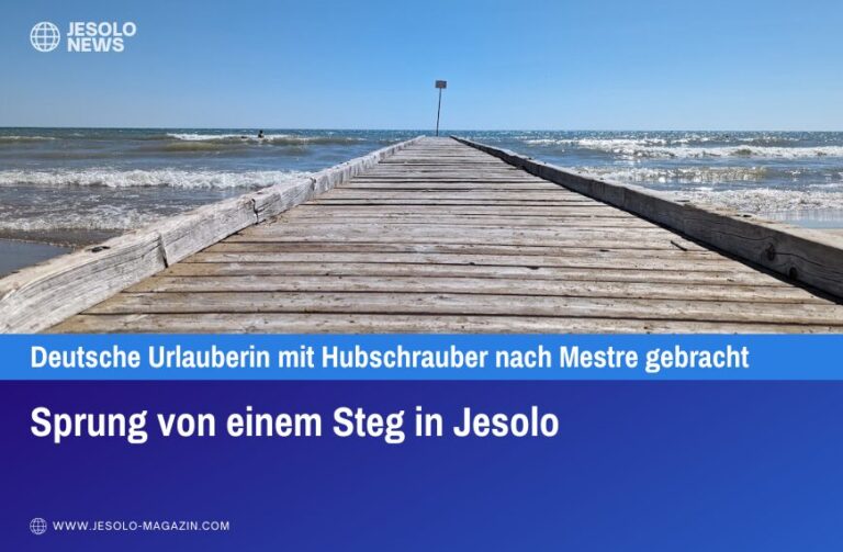 Sprung von einem Steg in Jesolo