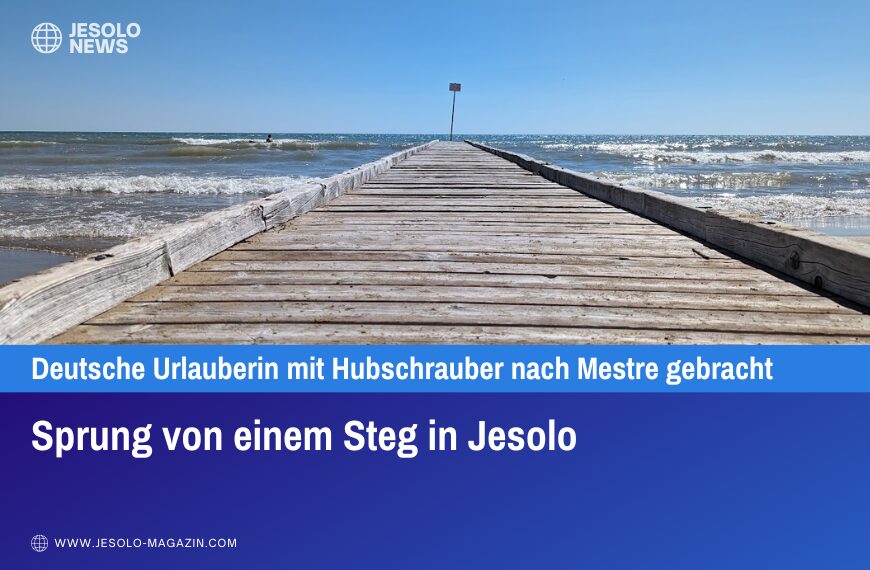 Sprung von einem Steg in Jesolo