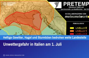 Unwettergefahr in Italien am 1. Juli
