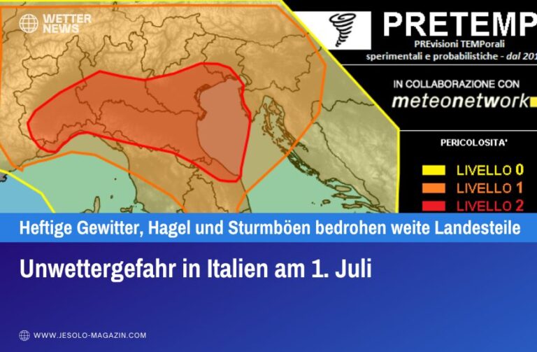 Unwettergefahr in Italien am 1. Juli